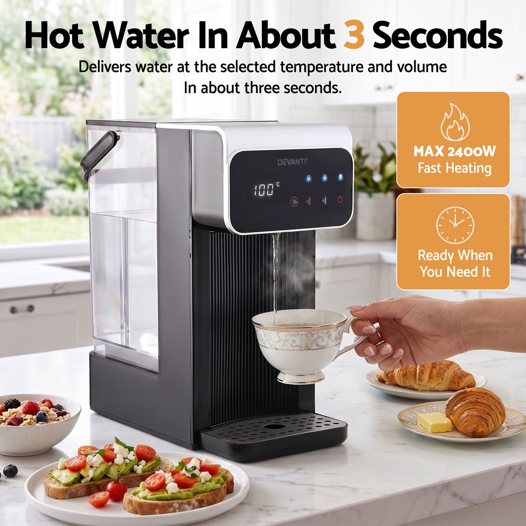 Instant Hot Water Dispenser 3L Heating Kettle 2400W Touch Control Water Black