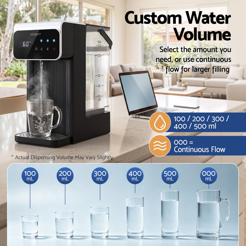 Instant Hot Water Dispenser 3L Heating Kettle 2400W Touch Control Water Black