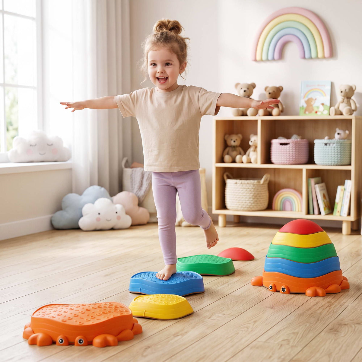Kids Stepping Stones Balance Stone Set Crab Indoor Outdoor 5PCS