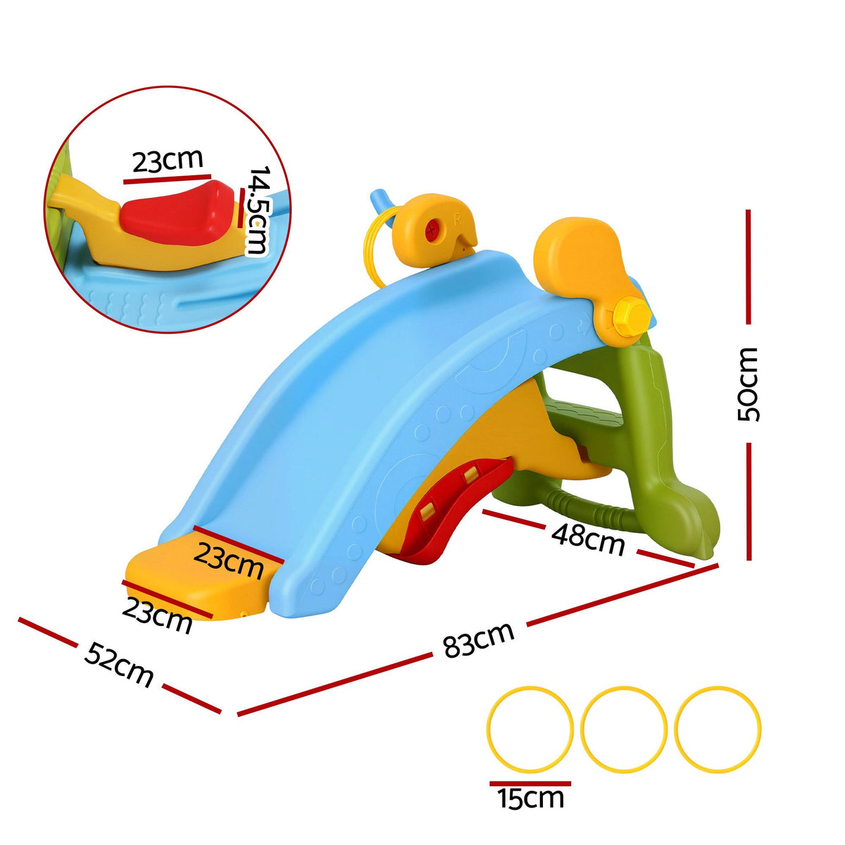 Kids Slide Set Toddler Indoor Playset Rocking Horse Ring Toss Multi Colour