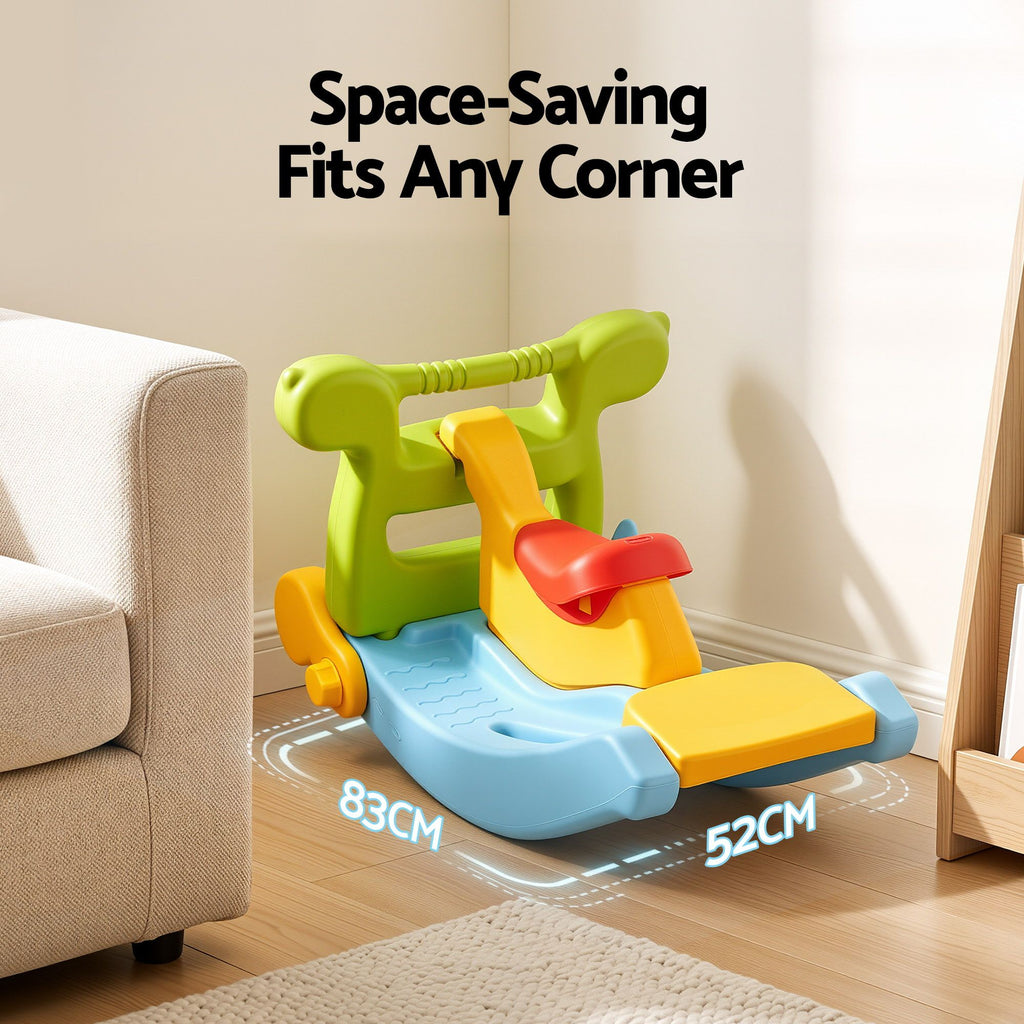 Kids Slide Set Toddler Indoor Playset Rocking Horse Ring Toss Multi Colour