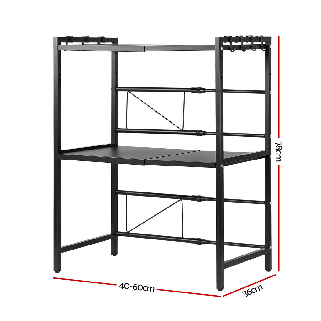 Kitchen Bakers Rack 40-60CMX78CM Metal Microwave Stand Black