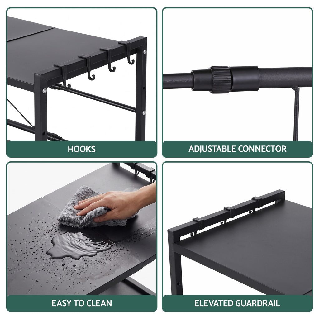 Kitchen Bakers Rack 40-60CMX78CM Metal Microwave Stand Black
