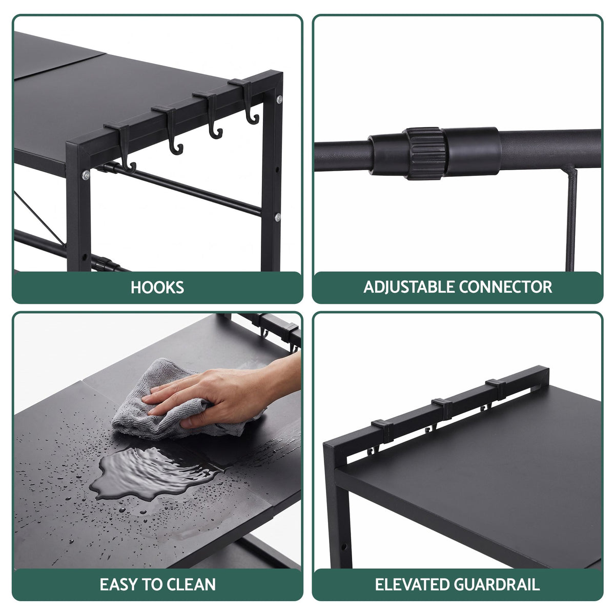 Kitchen Bakers Rack 40-60CMX78CM Metal Microwave Stand Black