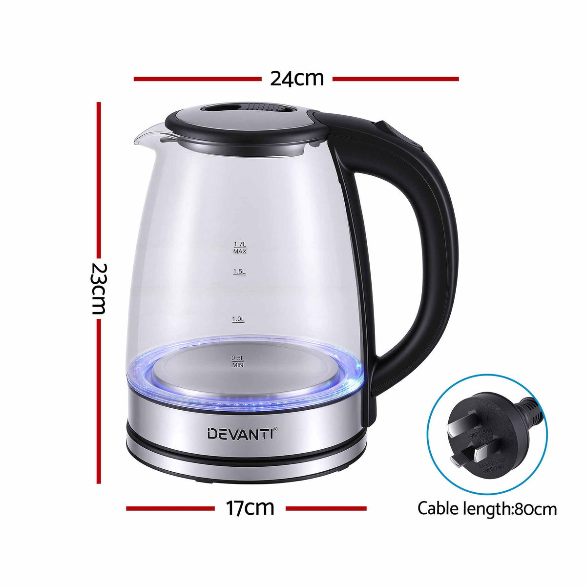 1.7L Glass Electric Kettle