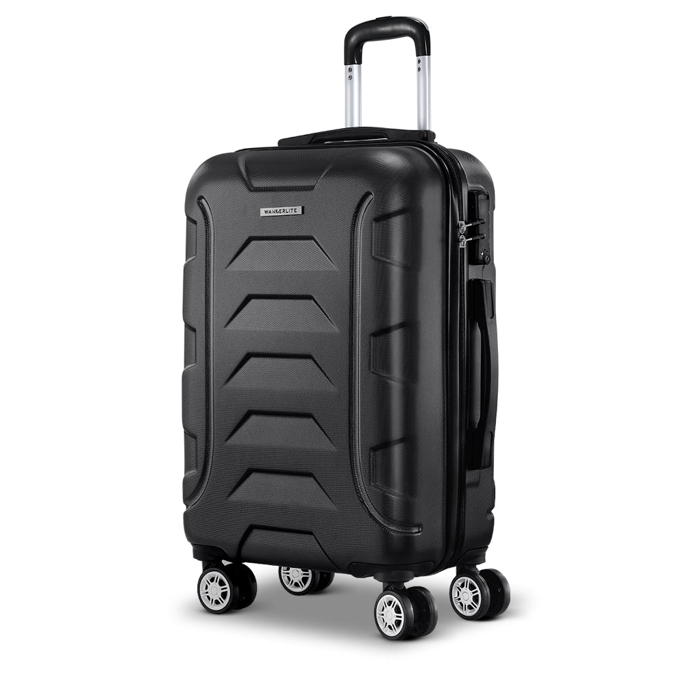 20 Inch Luggage with Zipper Lock Travel Suitcase Carry On Hard Shell Luggage Case Black