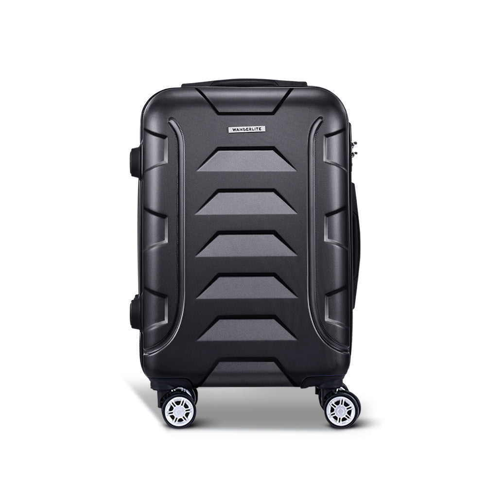 20 Inch Luggage with Zipper Lock Travel Suitcase Carry On Hard Shell Luggage Case Black