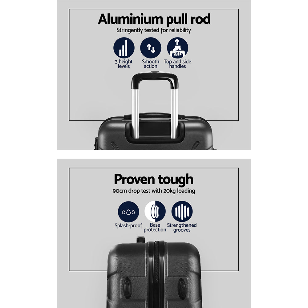 20 Inch Luggage with Zipper Lock Travel Suitcase Carry On Hard Shell Luggage Case Black