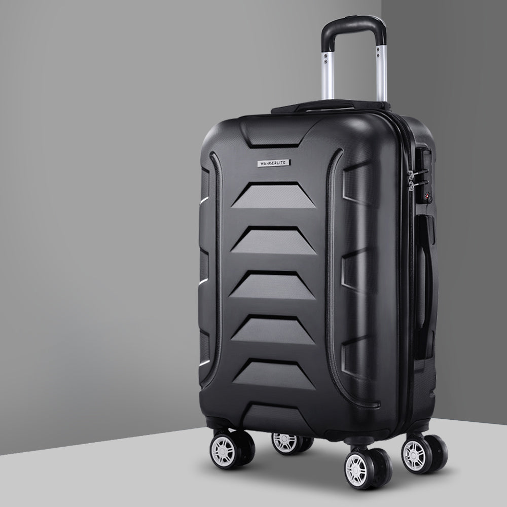 20 Inch Luggage with Zipper Lock Travel Suitcase Carry On Hard Shell Luggage Case Black