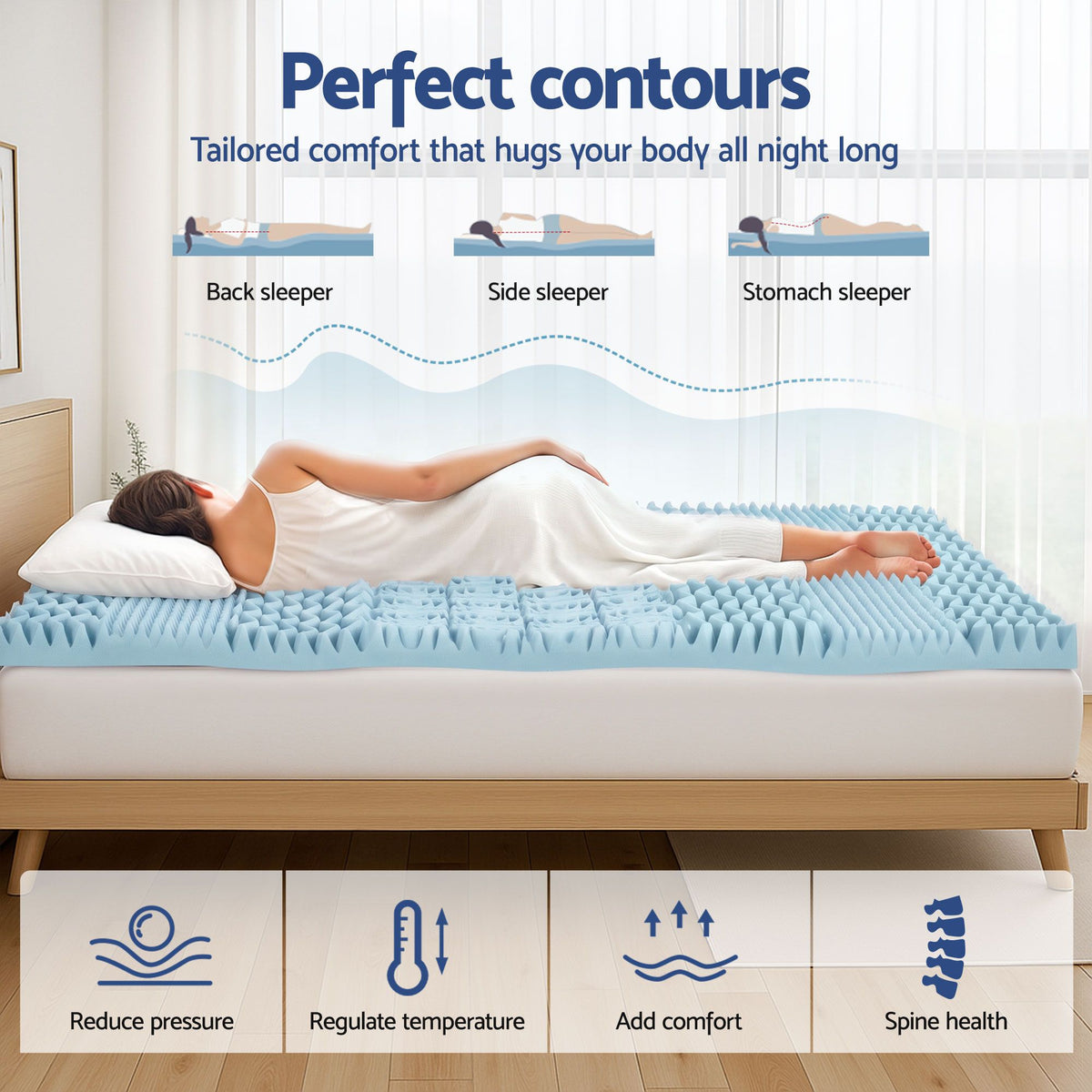 Memory Foam Mattress Topper 7-Zone 5cm Queen
