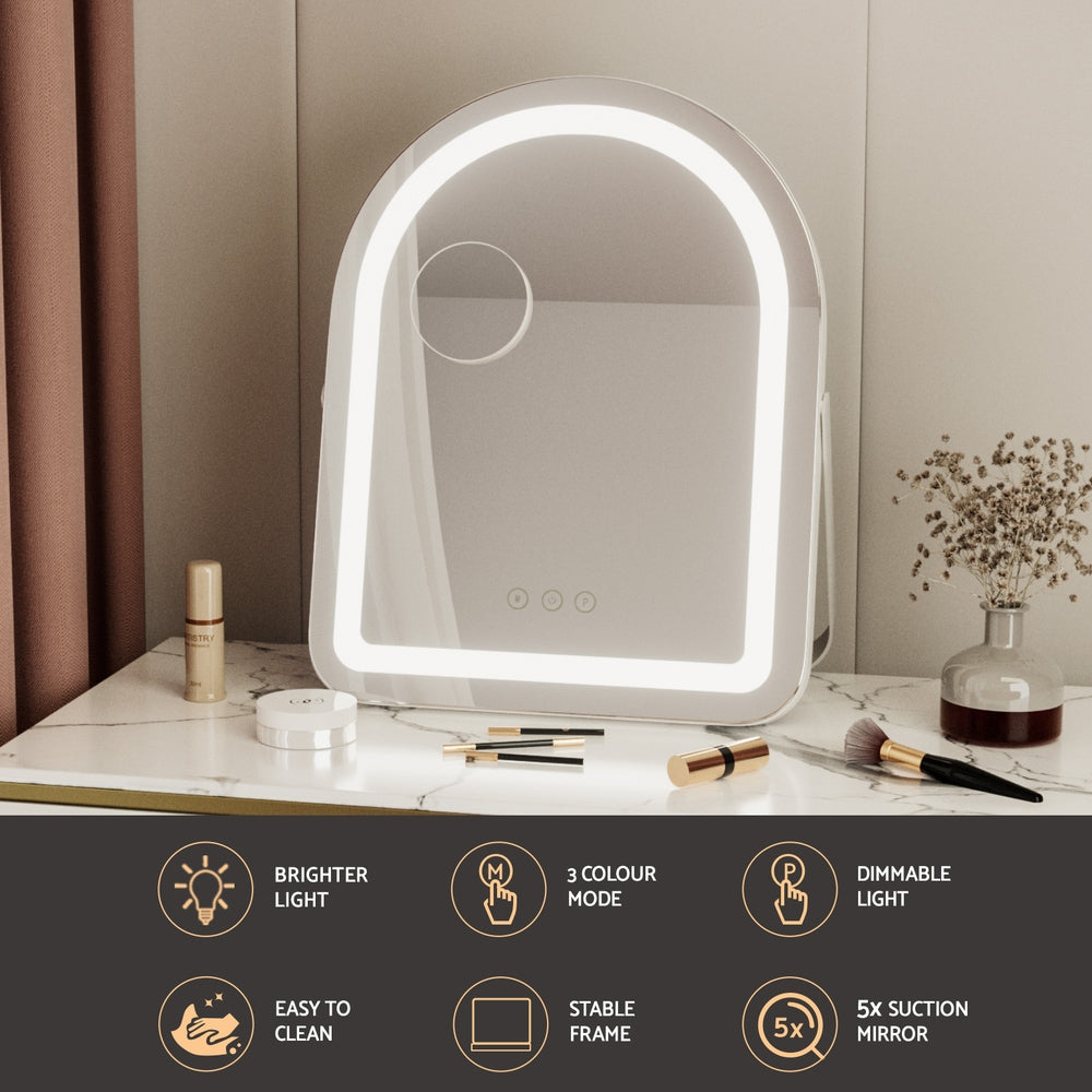 Makeup Mirror 35x45cm Dressing Vanity LED Stripe Light with 5x Magnification Rotation