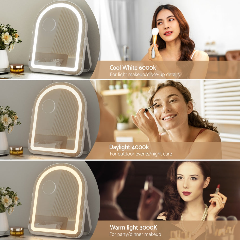 Makeup Mirror 35x45cm Dressing Vanity LED Stripe Light with 5x Magnification Rotation