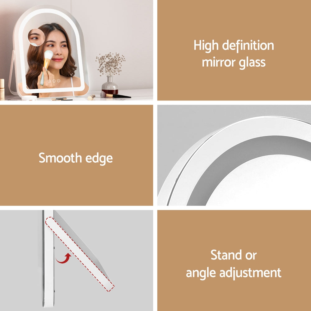 Makeup Mirror 35x45cm Dressing Vanity LED Stripe Light with 5x Magnification Rotation