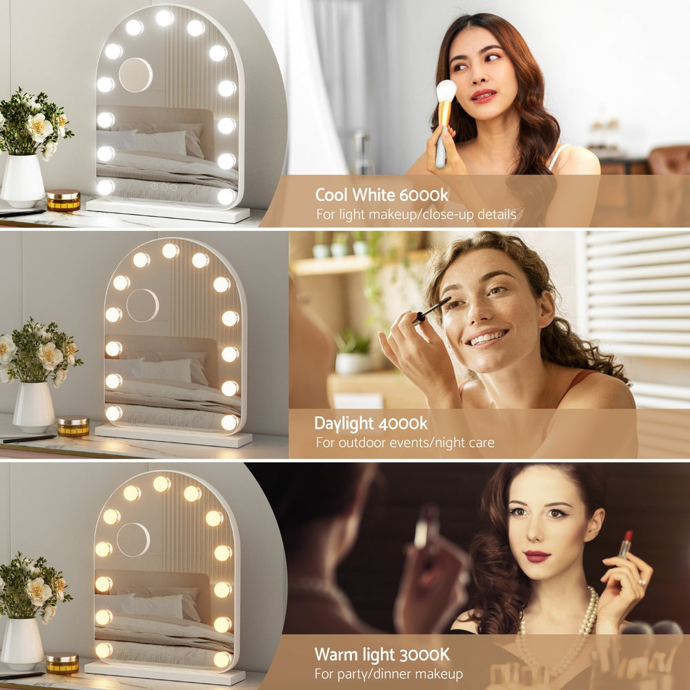 Makeup Mirror 40x50cm Dressing Vanity LED Bulb Light with 5x Magnification White Arch