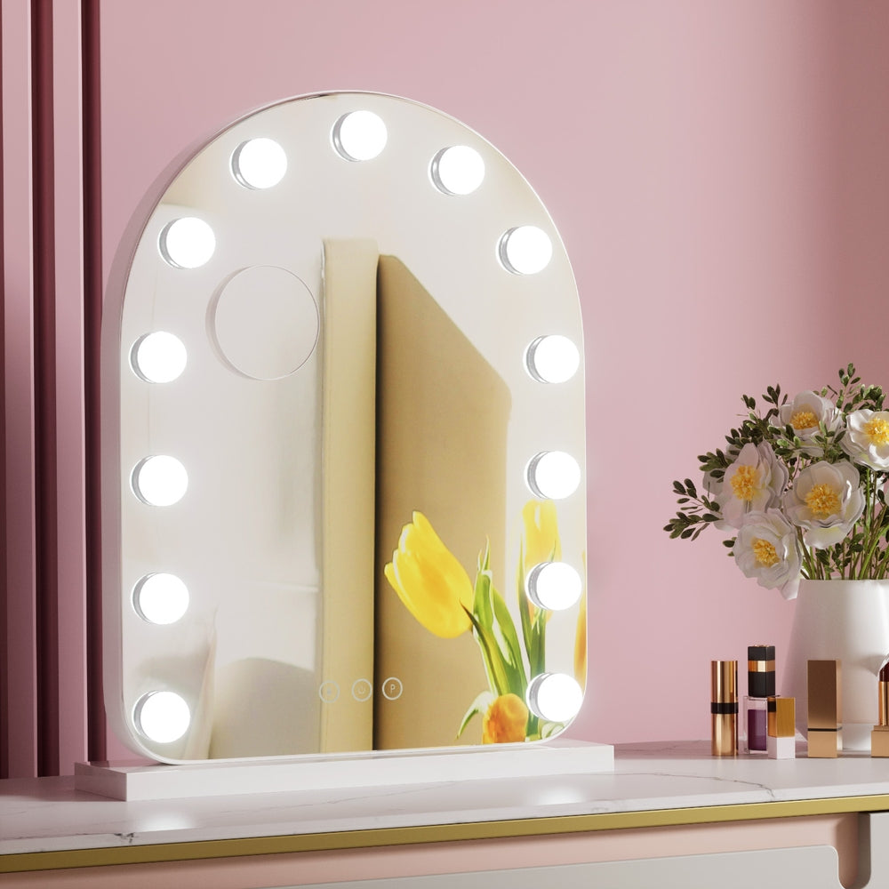 Makeup Mirror 40x50cm Dressing Vanity LED Bulb Light with 5x Magnification White Arch