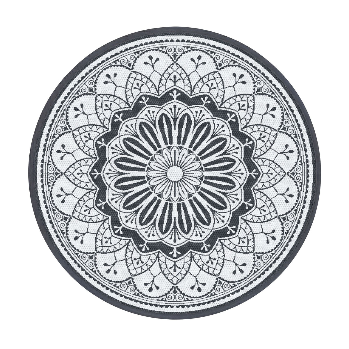 180CM Outdoor Rug Reversible Carpet PP Area Mat Patio Rugs Round Grey