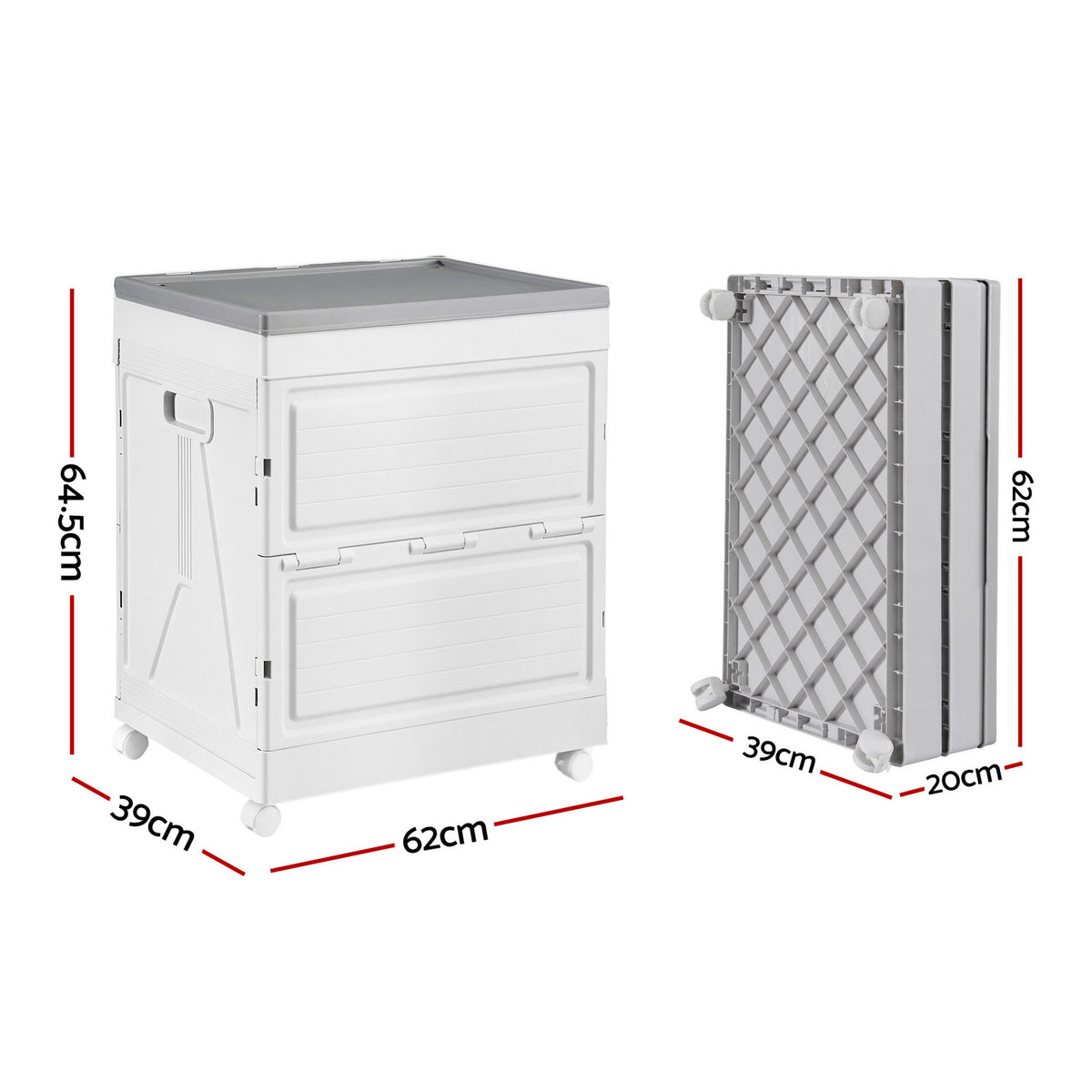 159L Outdoor Storage Box Stackable Cupboard Camping Organizer Wheels
