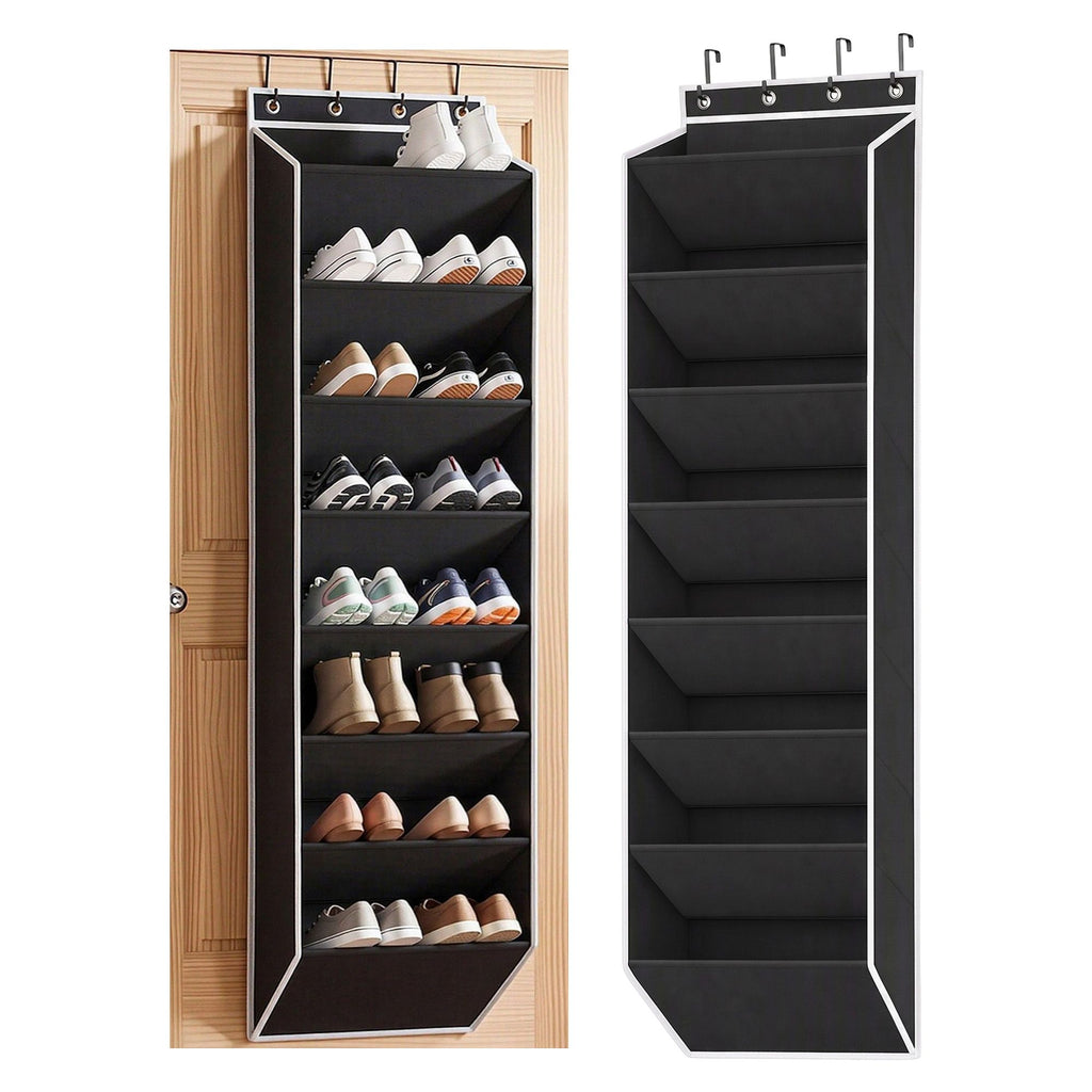 Over Door Shoe Organiser Storage X2 8-Tier Pantry Hanger Fabric Black