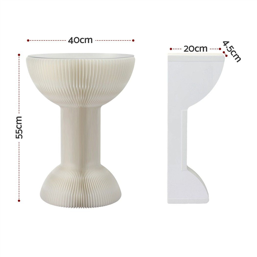 Paper End Table Honeycomb Coffee Table Foldable Round Bedside Side Table White 40x55cm