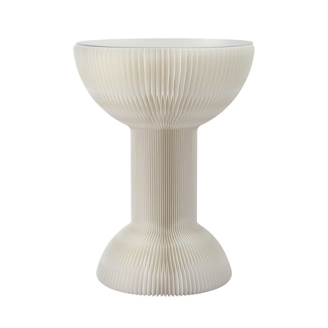 Paper End Table Honeycomb Coffee Table Foldable Round Bedside Side Table White 40x55cm