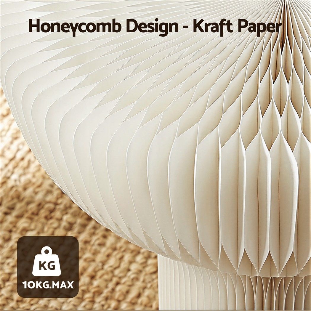 Paper End Table Honeycomb Coffee Table Foldable Round Bedside Side Table White 40x55cm