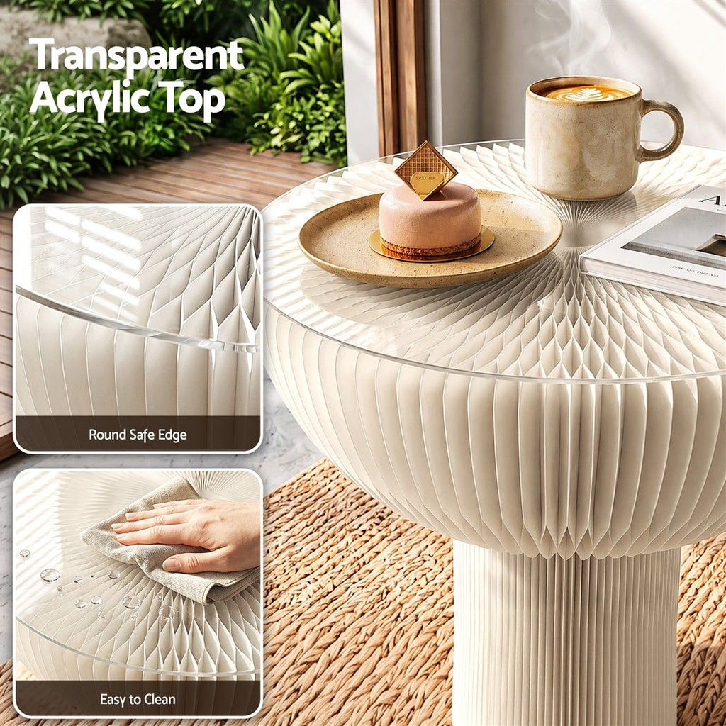 Paper End Table Honeycomb Coffee Table Foldable Round Bedside Side Table White 40x55cm