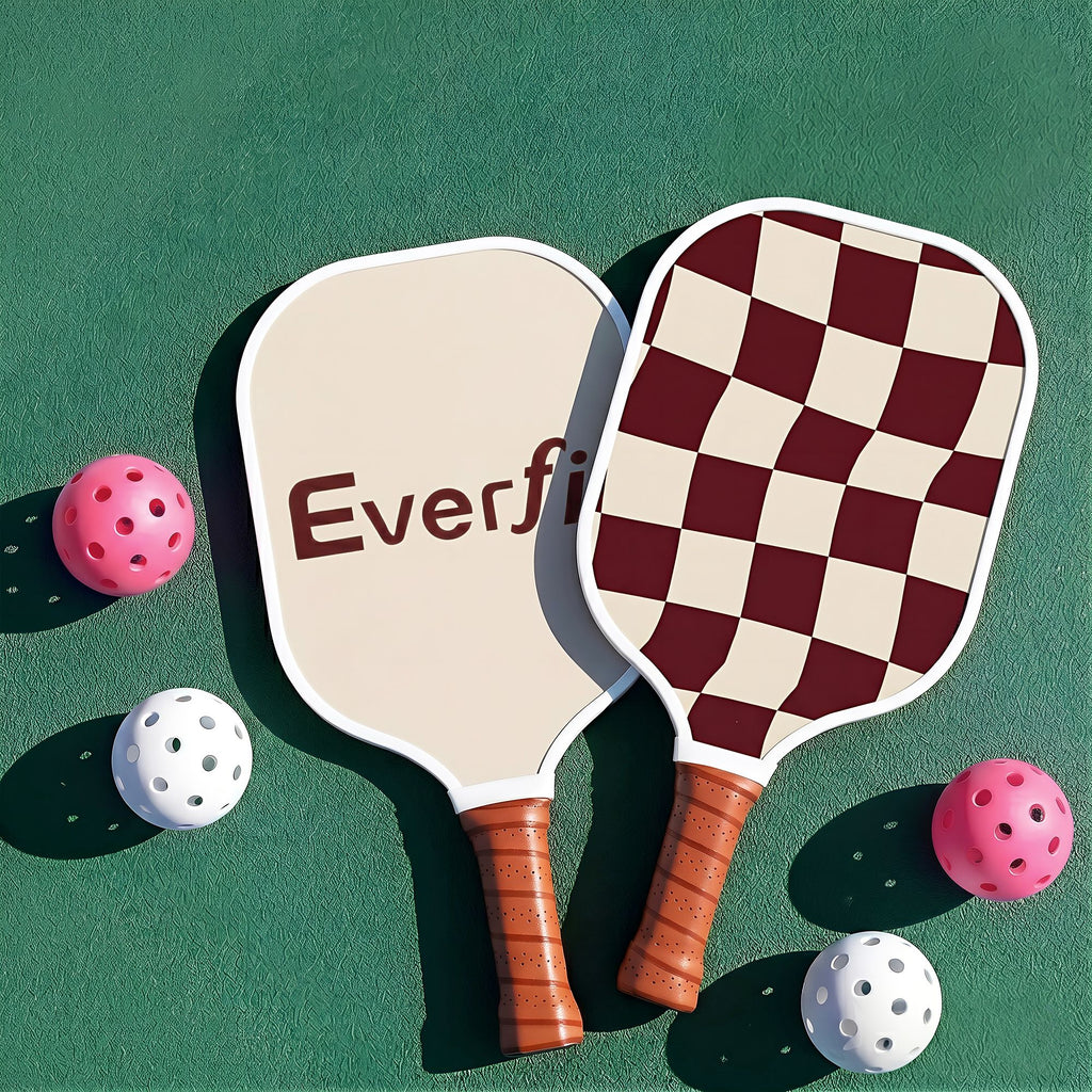 Pickleball Paddle Set Fibreglass Racquet Honeycomb Core With Bag Brown