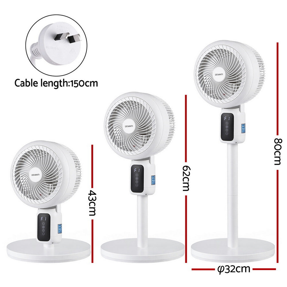 Pedestal Fan W/ Remote 3 Speed 12H Timer Height Adjustable Cooling Fan
