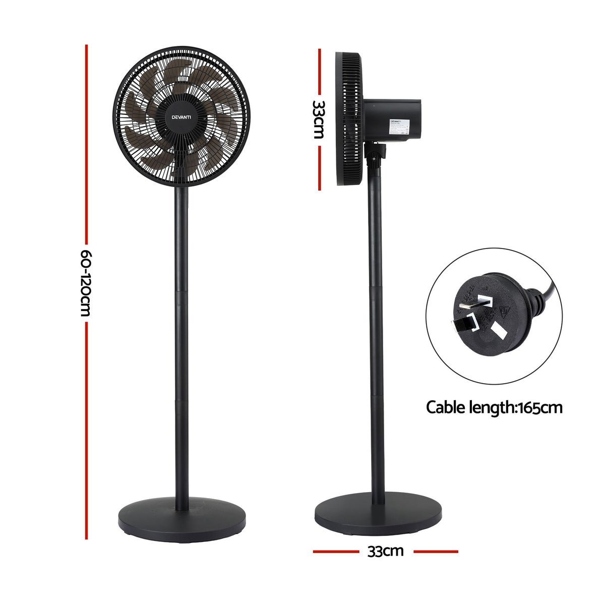Pedestal Fan with Remote, 7 Speeds 3 Heights DC Motor, Black