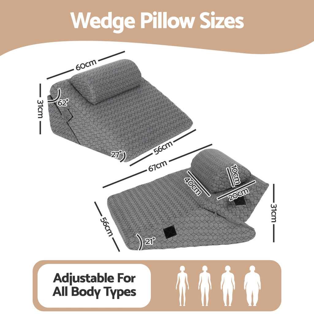 Bed Wedge Pillow for Headboard, Egg Gel Solves Night Sweats, Triangle Pillow for Reading
