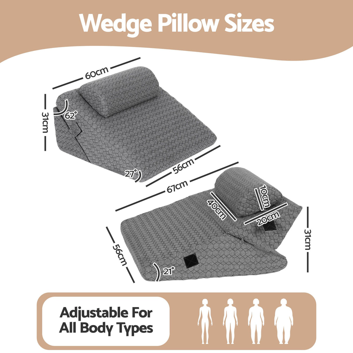 Bed Wedge Pillow for Headboard, Egg Gel Solves Night Sweats, Triangle Pillow for Reading
