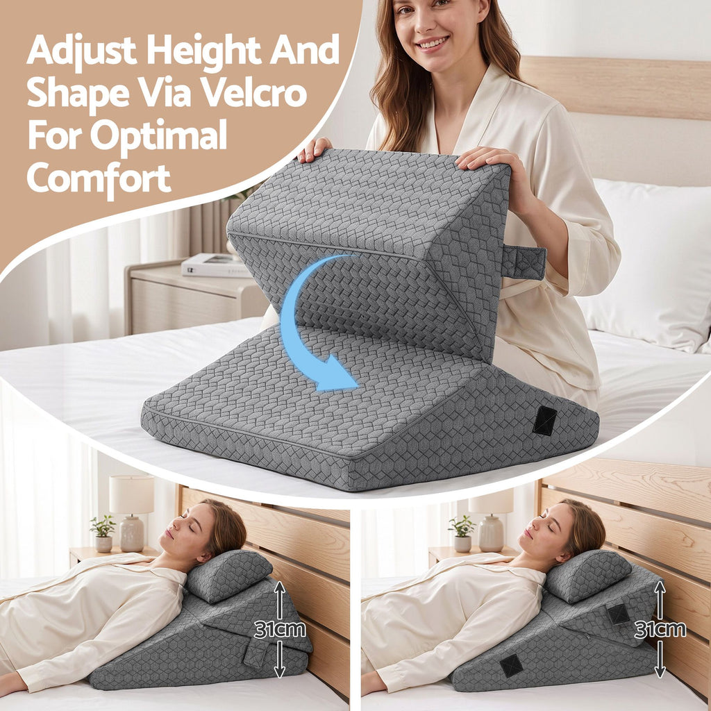 Bed Wedge Pillow for Headboard, Egg Gel Solves Night Sweats, Triangle Pillow for Reading