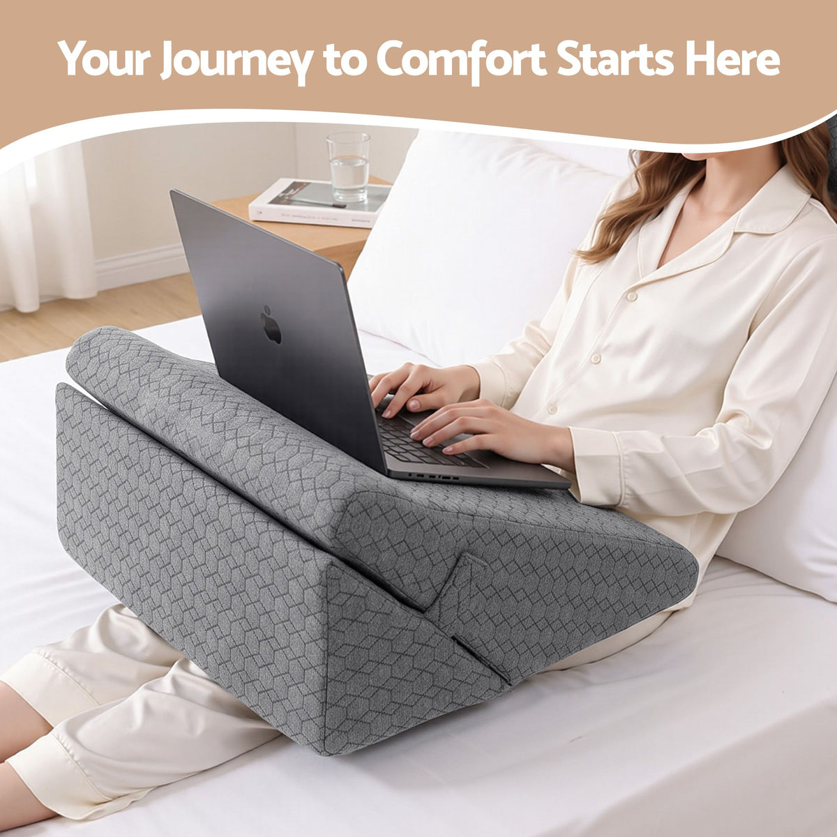 Bed Wedge Pillow for Headboard, Egg Gel Solves Night Sweats, Triangle Pillow for Reading