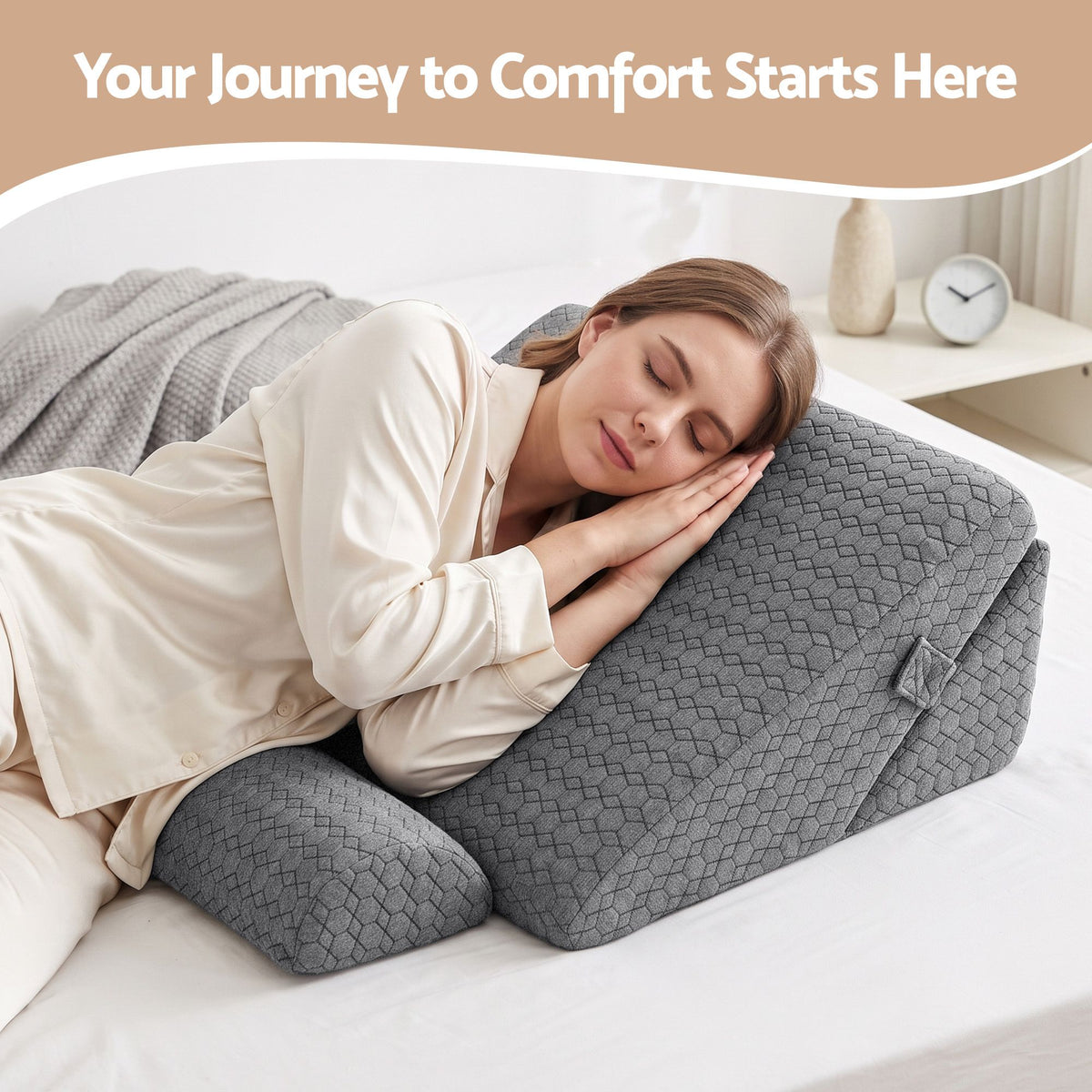 Bed Wedge Pillow for Headboard, Egg Gel Solves Night Sweats, Triangle Pillow for Reading