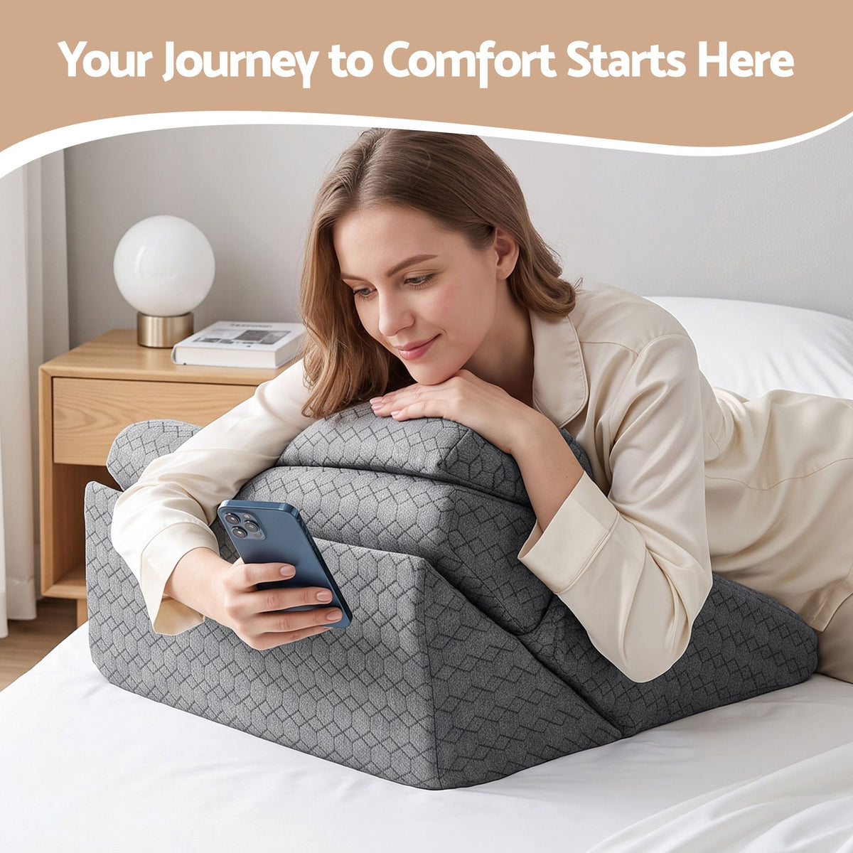 Bed Wedge Pillow for Headboard, Egg Gel Solves Night Sweats, Triangle Pillow for Reading