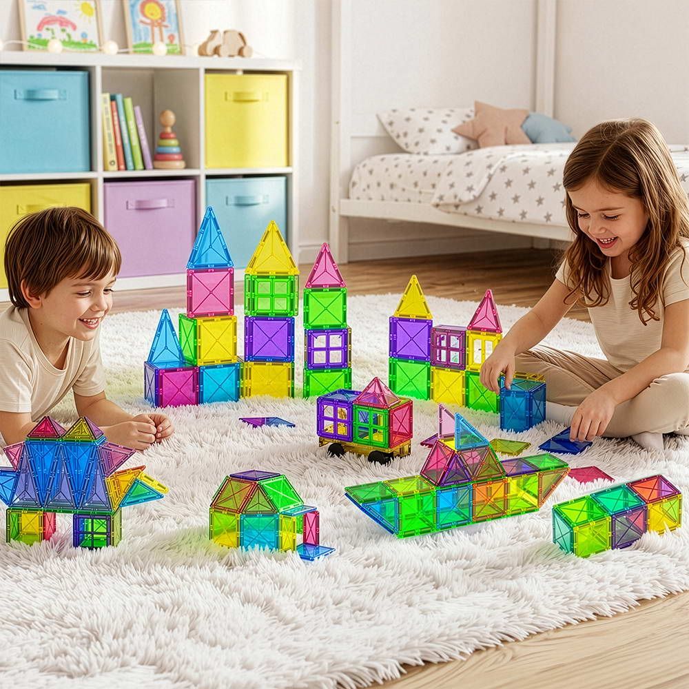 120pcs Kids Magnetic Tiles Blocks Building Educational Toys Children Gift