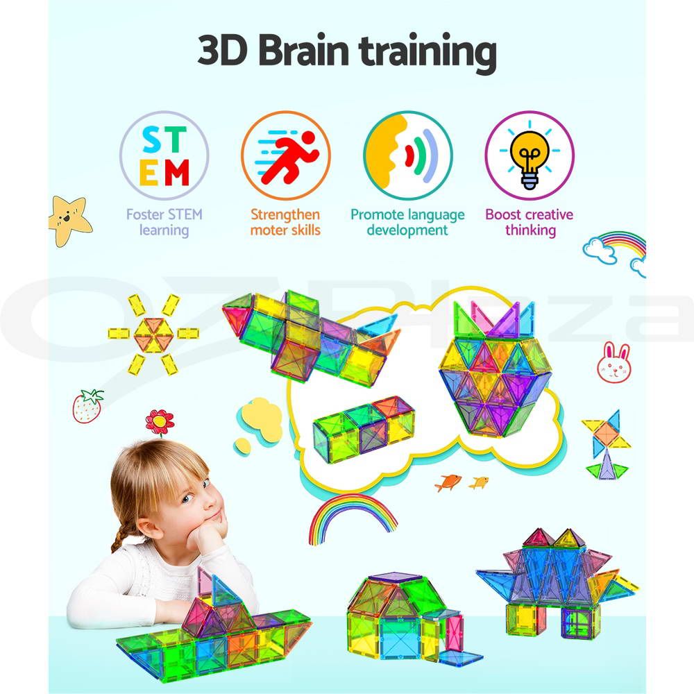 120pcs Kids Magnetic Tiles Blocks Building Educational Toys Children Gift