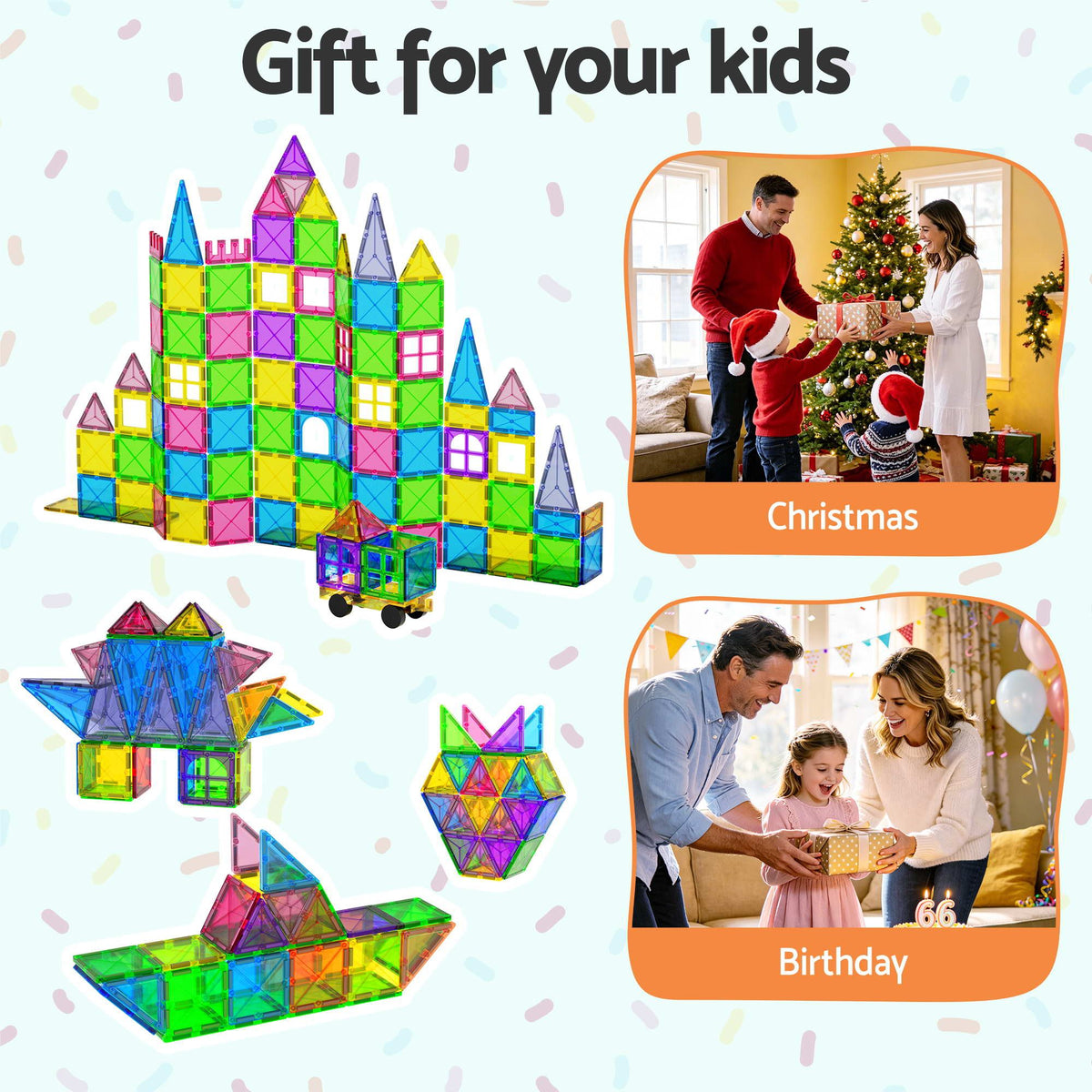 120pcs Kids Magnetic Tiles Blocks Building Educational Toys Children Gift