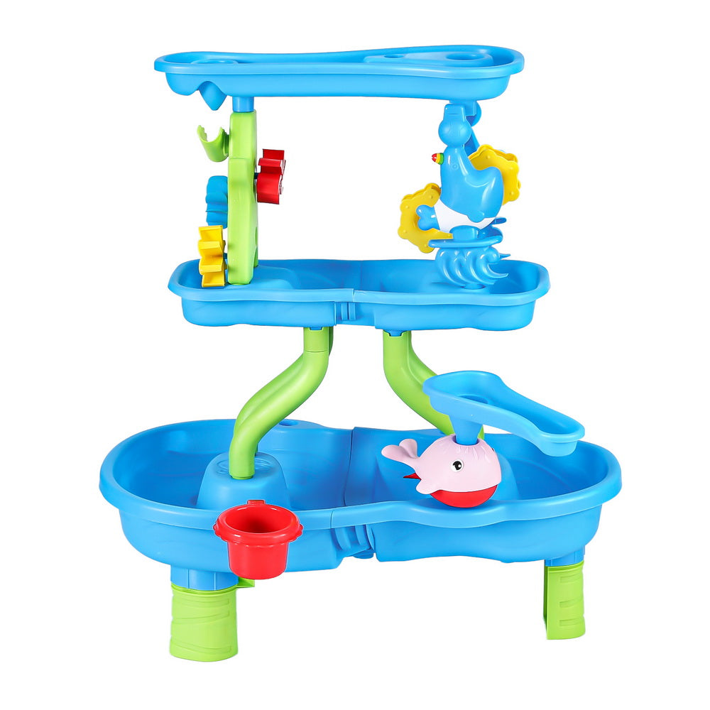 Kids Sand and Water Table 4-Tier Waterfall Sandpit Toys Beach Shovel