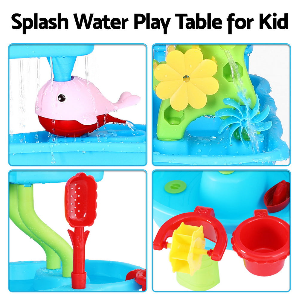 Kids Sand and Water Table 4-Tier Waterfall Sandpit Toys Beach Shovel