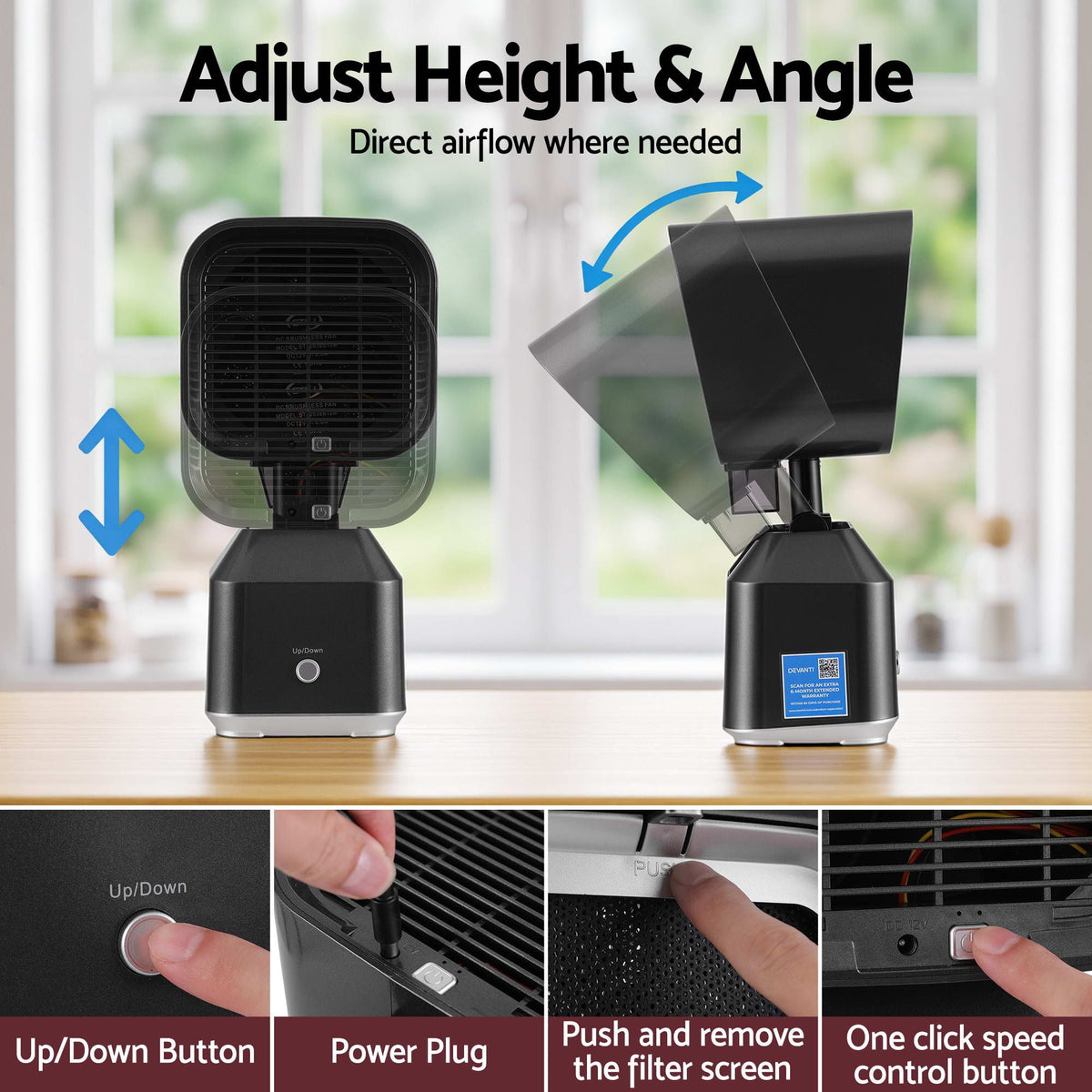 Portable Range Hood Desktop Ranghoods Exhaust Fan Adjustable Black