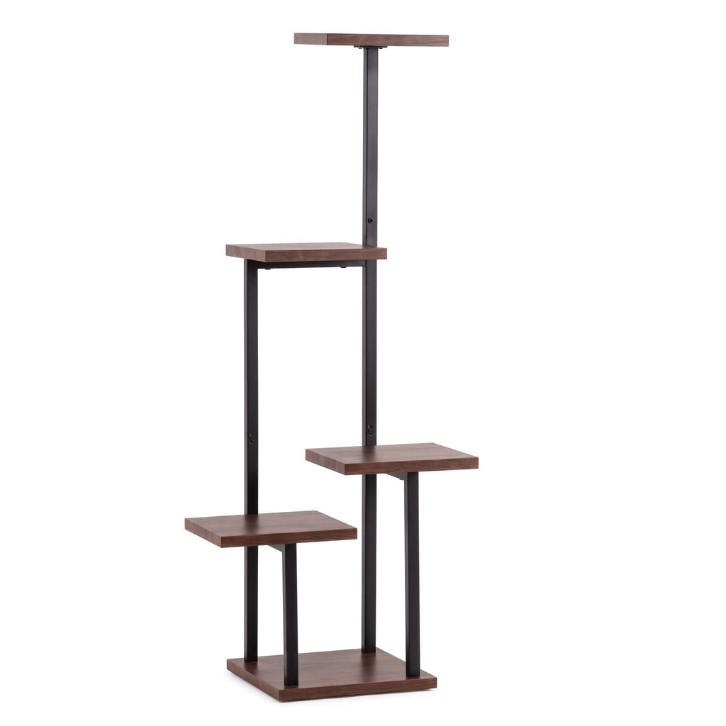 5-Tier Plant Stand Indoor Outdoor, Metal & Wood Pot Plant Shelf, Tall Display Rack for