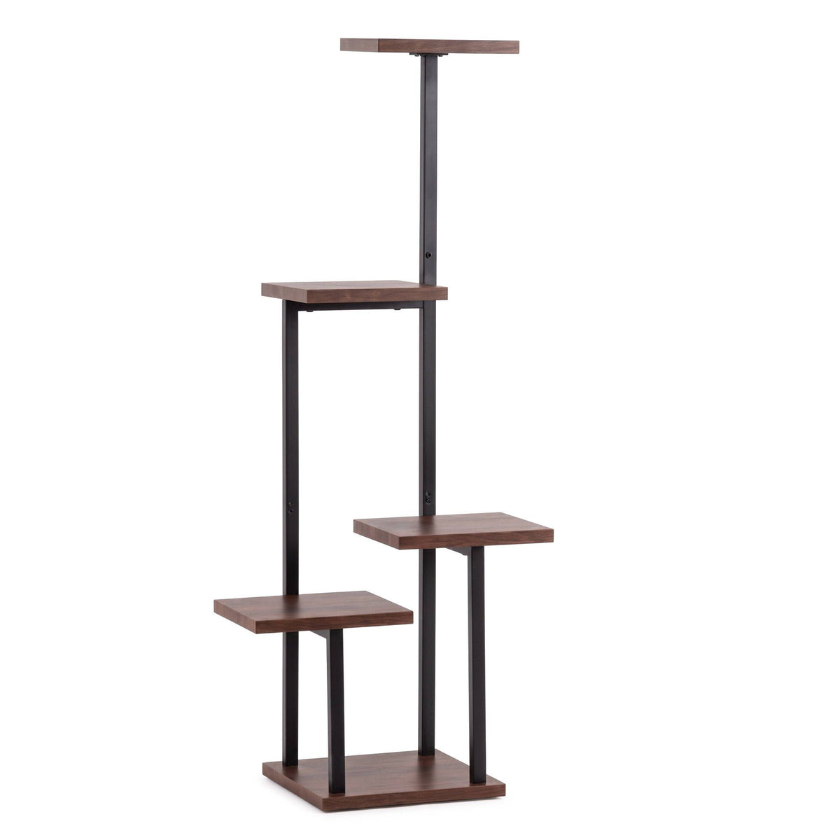 5-Tier Plant Stand Indoor Outdoor, Metal & Wood Pot Plant Shelf, Tall Display Rack for