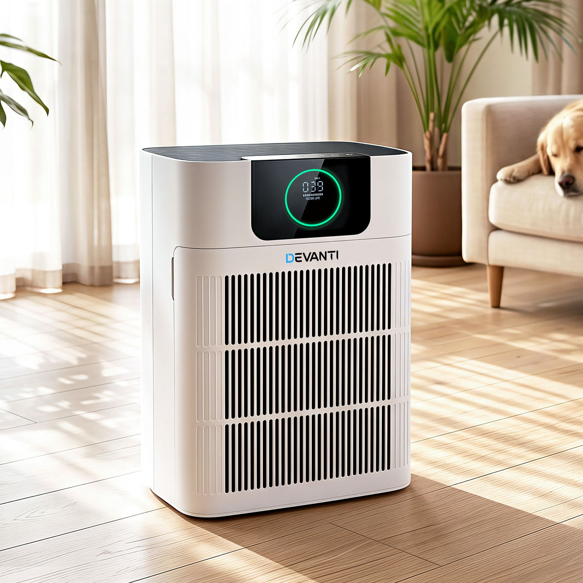 Pet Air Purifier 3 Stage HEPA Filter Cleaner PM25 Display Cat Dog Hair White