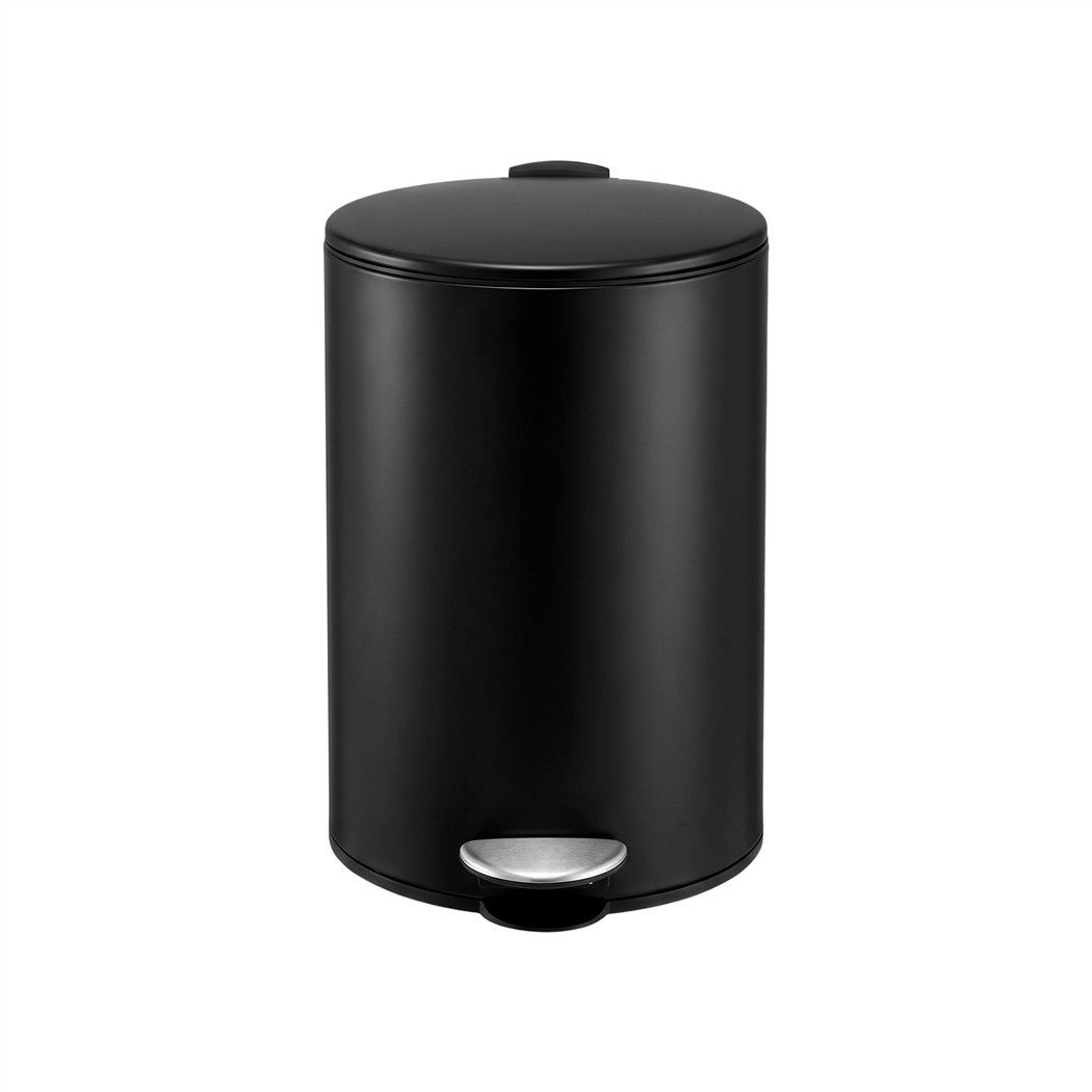 12L Pedal Bin Rubbish Waste Bin Soft Close Lid Kitchen Bathroom Black