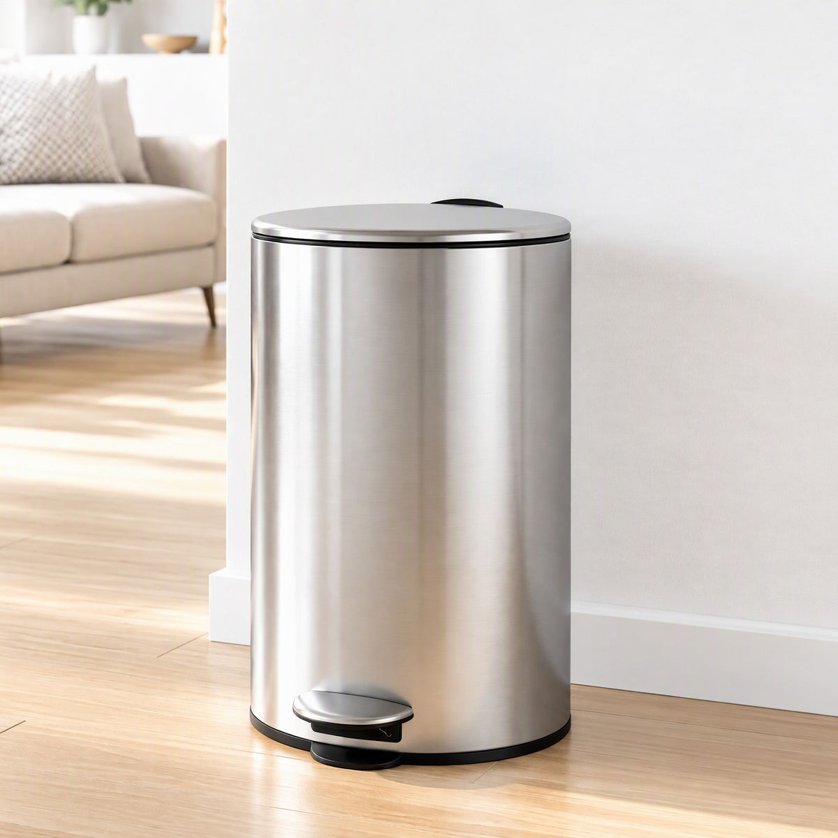 12L Pedal Bin Rubbish Waste Bin Soft Close Lid Kitchen Bathroom Silver