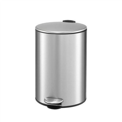 12L Pedal Bin Rubbish Waste Bin Soft Close Lid Kitchen Bathroom Silver