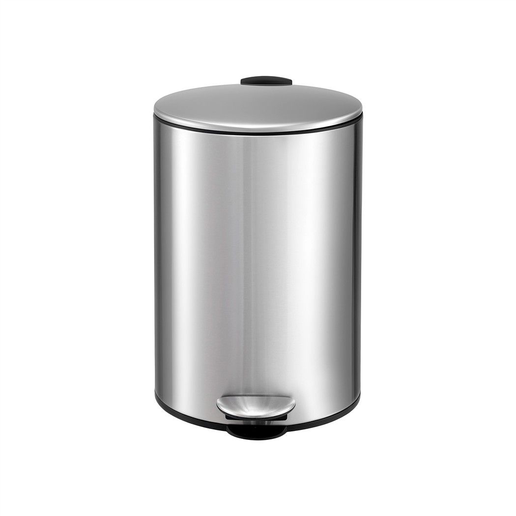 12L Pedal Bin Rubbish Waste Bin Soft Close Lid Kitchen Bathroom Silver