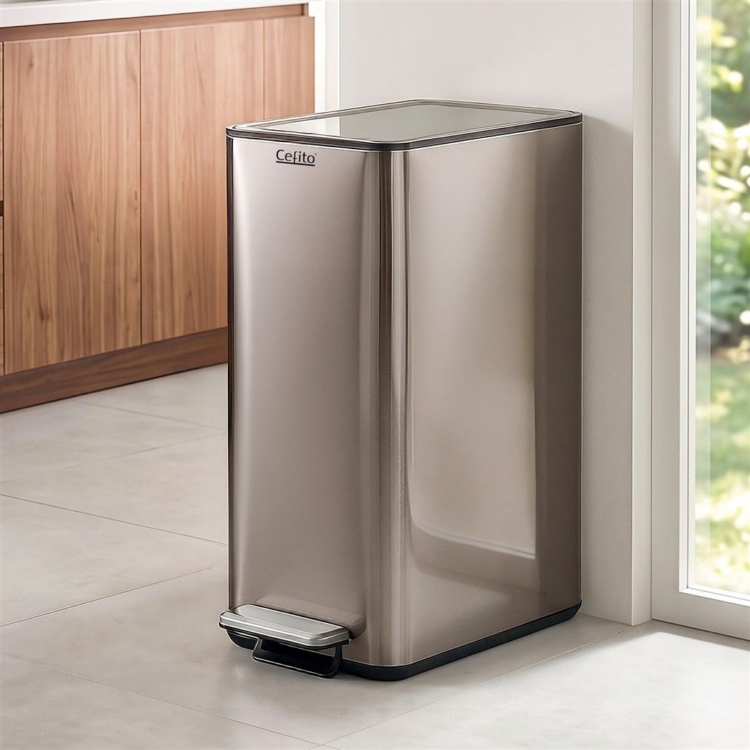 15L Pedal Rubbish Bin Slim Carbon Steel Garbage Bin for Home Grey