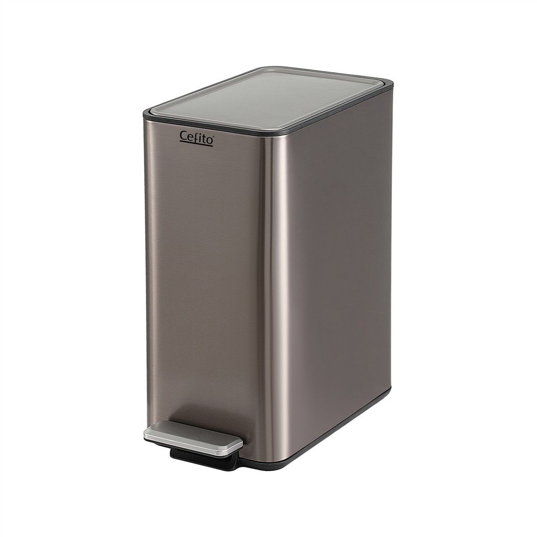 15L Pedal Rubbish Bin Slim Carbon Steel Garbage Bin for Home Grey